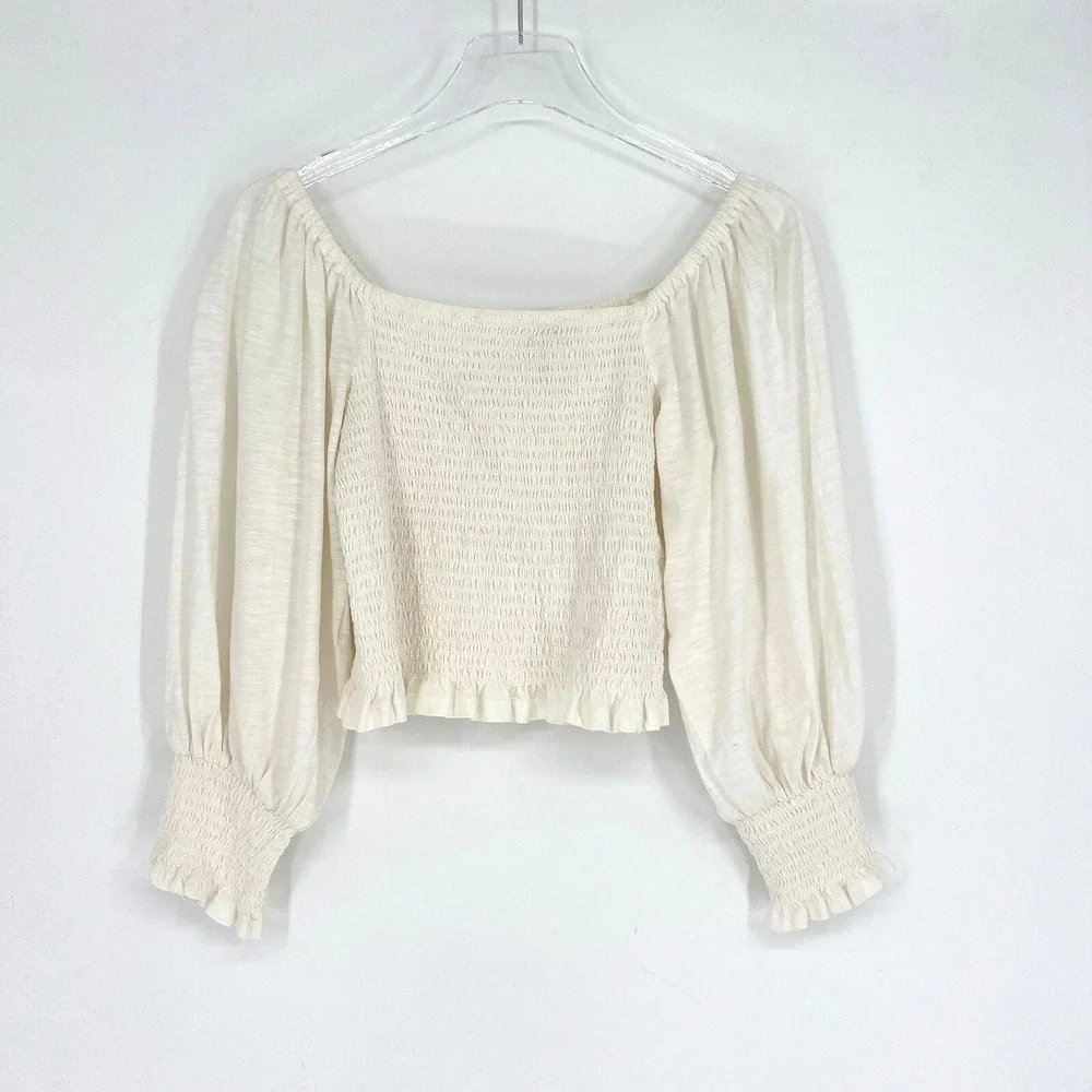 Pilcro Top Womens S Milk Maid Peasant Cottage Off Shoulder Anthropologie - Picture 2 of 7